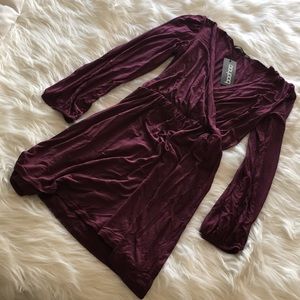 BERRY PURPLE LONG SLEEVE WRAP DRESS